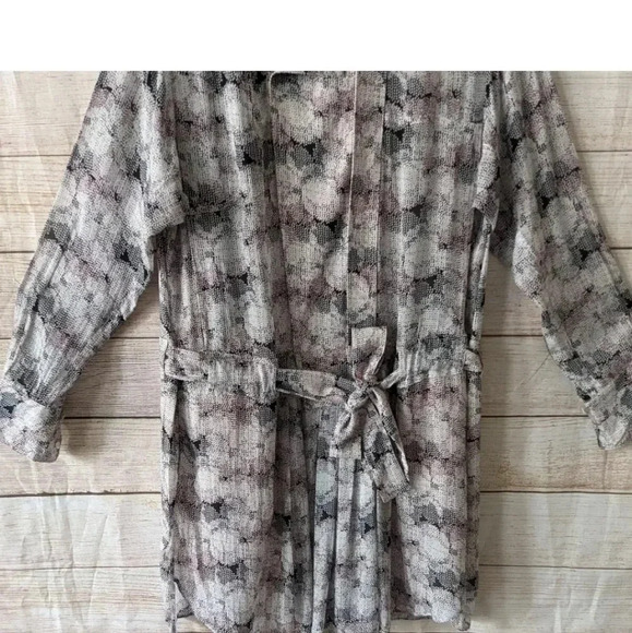 REISS Women's Size 4 (UK-8)  Alice Circle Printed Shirt Dress Pleated Pink Gray - Picture 5 of 11